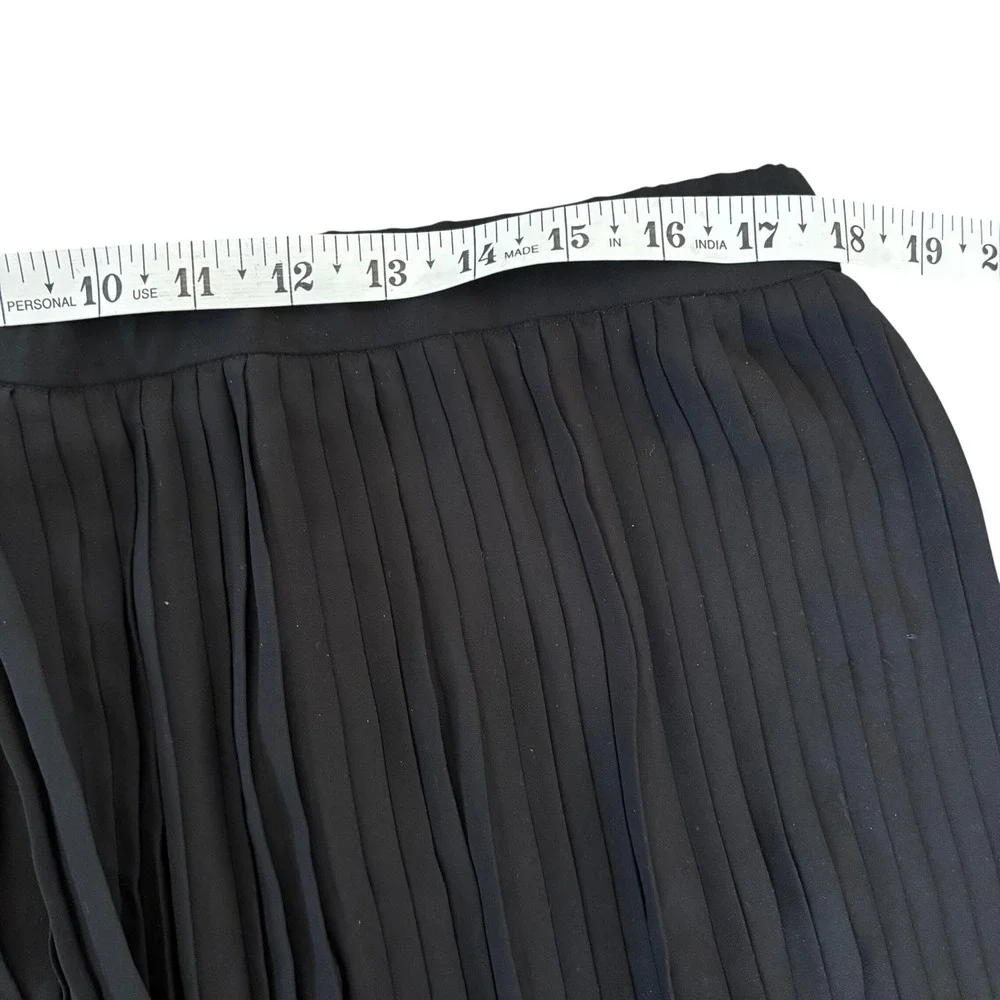 EUC Eileen Fisher Knife Pleated Wide Ankle Pants‎ Sz L Black Skirt Chic